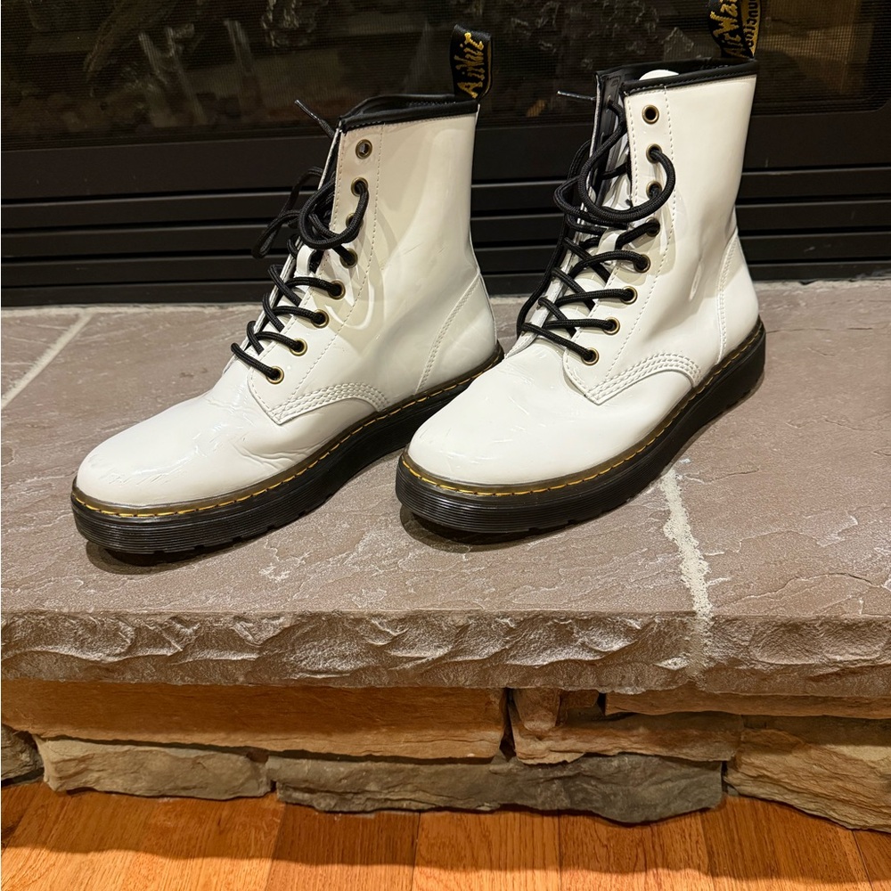 Dr. Martens Women's White Patent Leather Boots - Picture 4 of 5